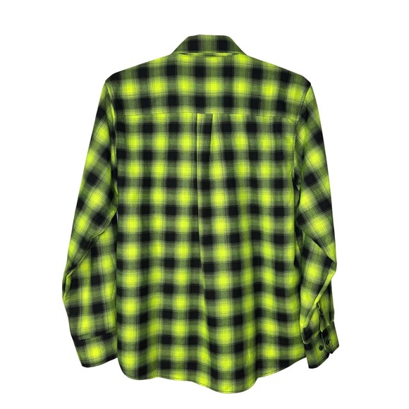 Dixxon Flannel Co The Lizard Shirt Men XL Neon Green Black Plaid Snap Up D-Tech - Picture 2 of 7